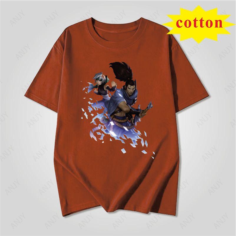 Light And Dark Twin Knights Anime Print Short Sleeve Tshirt Golden Shield Warrior Dark Assassin Gaming Character Unisex Top