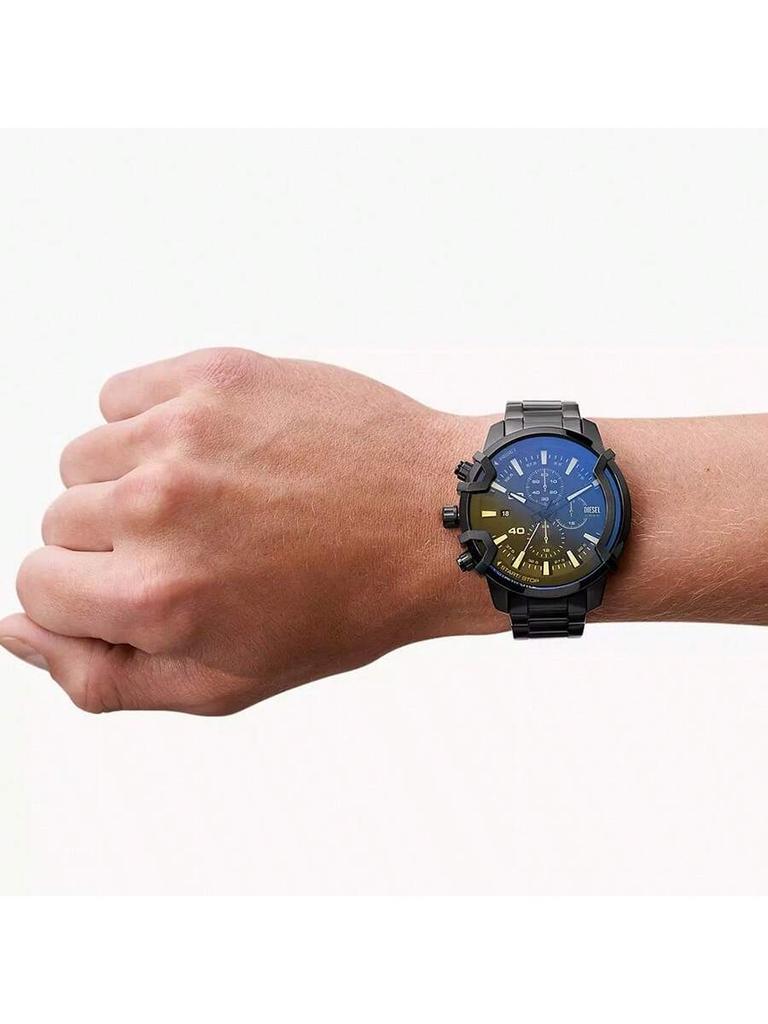 Timer Style Casual and Fashionable Men's Quartz Watch DZ4529, Made of Black Stainless Steel, with a Round Dial