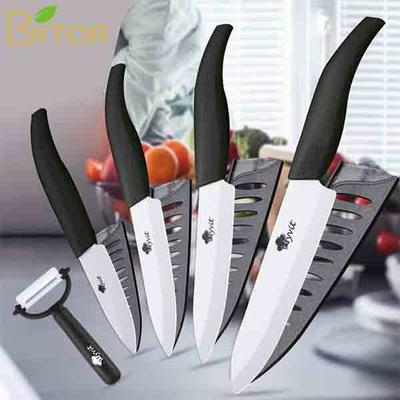 Keramische Messen Keukenmessen 3 4 5 6 Inch Koksmes Cook Set + Dunschiller Wit Zirkonia Blade