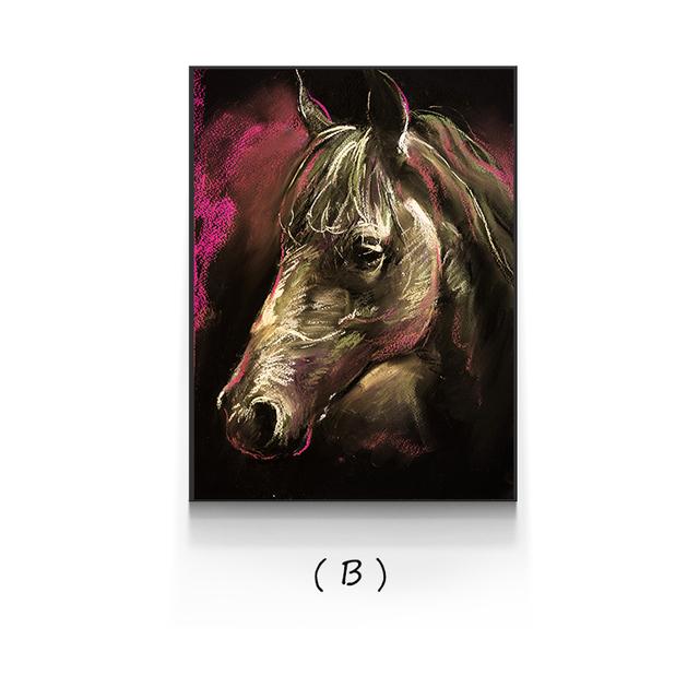 Abstract Colorful Chalk Drawing Horses Canvas Posters Print Modern Wall Art Pictures For Living Room Bedroom Aisle Studio Cafe