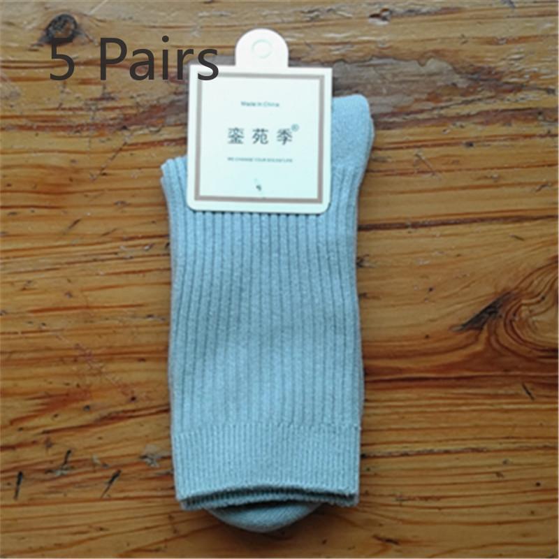 

5 пар осенне-зимних вертикальных полосатых двойных носков, женские носки средней длины с завязками, теплые, дышащие, впитывающие пот 5 Pairs светло-синий