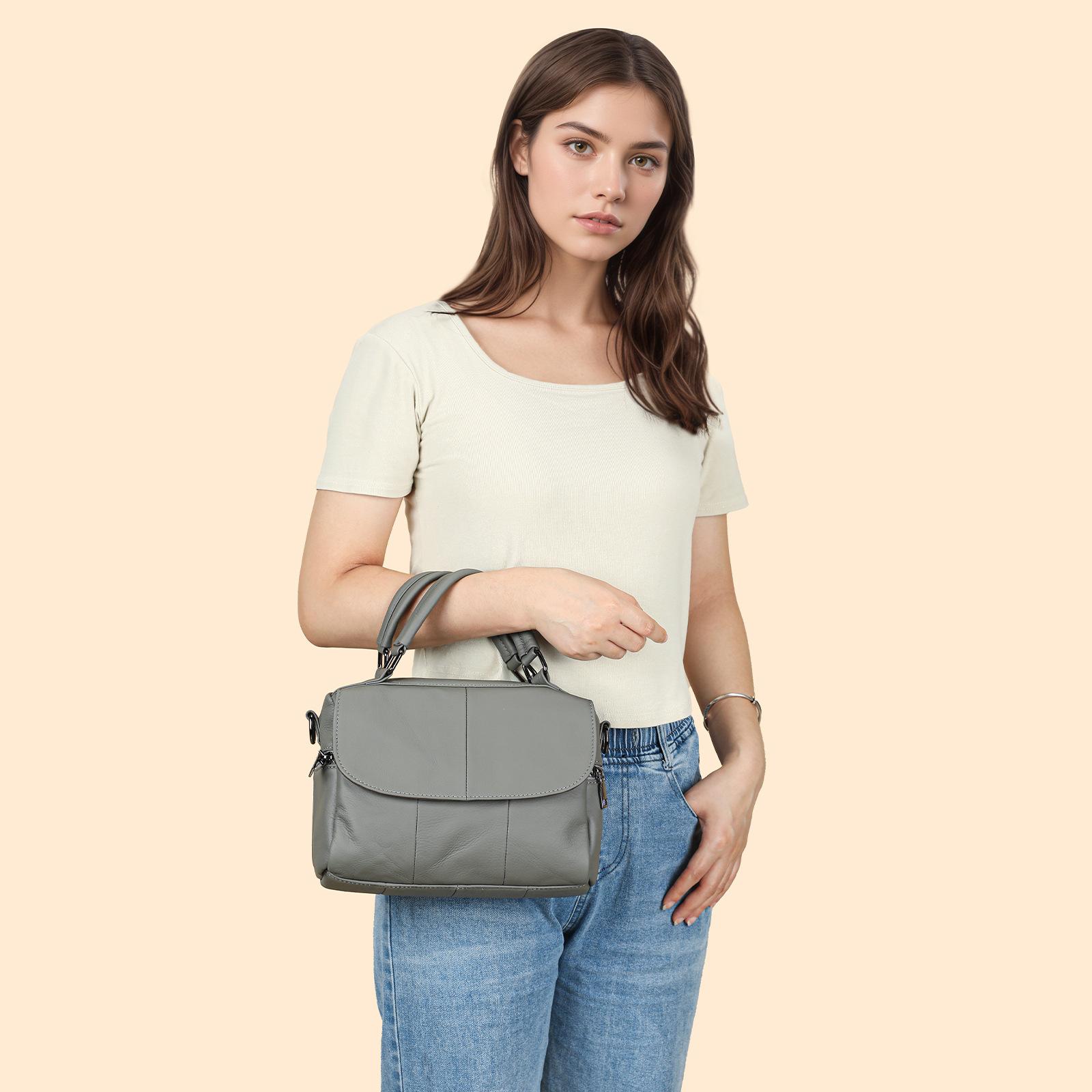 

Женская сумка большой вместимости, премиальное ощущение, первый слой коровьей кожи, женская наплечная сумка-мессенджер, повседневная сумка-тоут для женщин 26cm*9cm*17cm