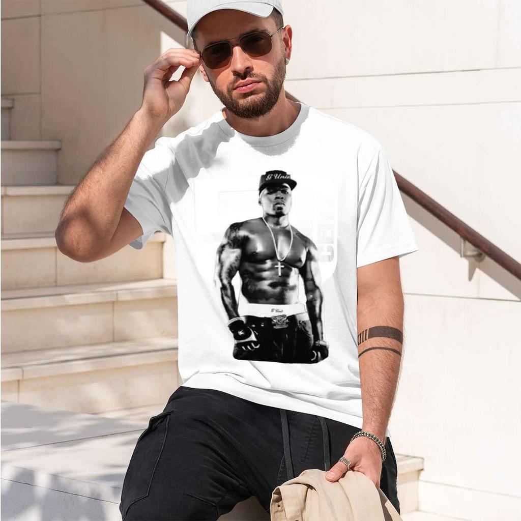 2026 New Model Rapper 50 Cent Graphic Tshirt Retro And Fashionable Hiphop Shortsved Summer Fashion Printed 100 Pure Cotton