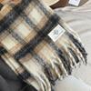 A Thick Long  Korean Style Versatile and Warm Autumn and Winter Checkered Tassel Shawl with Mohair
