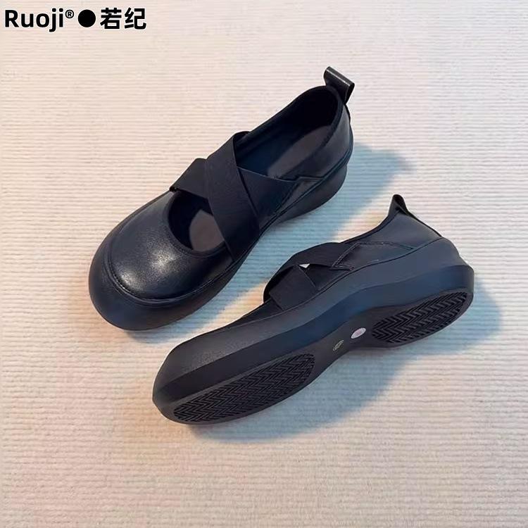 Leather Version~ Silent Platform Sports Style Loafers Women's 2025 New Cross-elastic Mary Jane Shoes Single Shoes