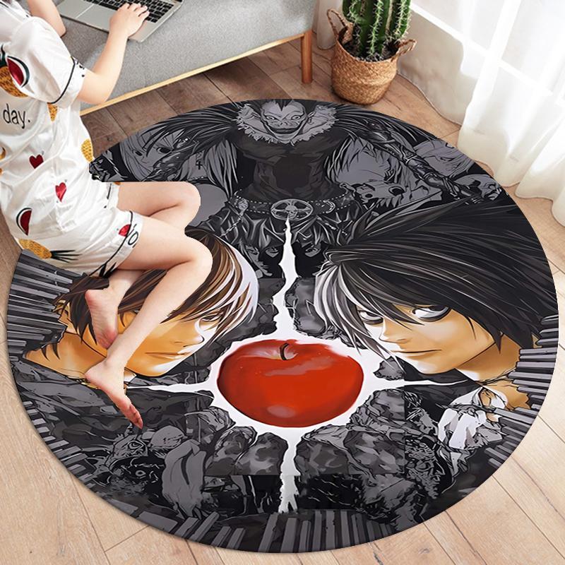 Death Note Round Area Rug,Carpet Rug for Living Room Bedroom Sofa Playroom Decor,Non-slip Floor Mat
