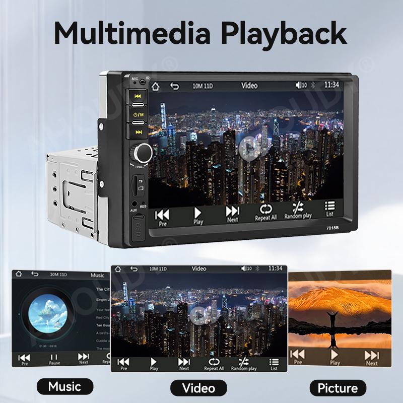 AHOUDY 7" 1 DIN CarPlay Android Auto Universal Auto Stereo Radio Touchscreen MirrorLink Reversing Camera BT