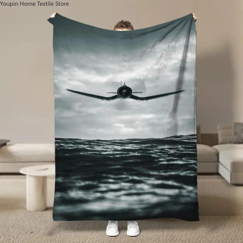 Warm Soft Vintage Planes Print Blanket Fluffy Children and Adults Sofa Plush Bedspread Picnic Throw Blanket for Sofa Bed Gifts