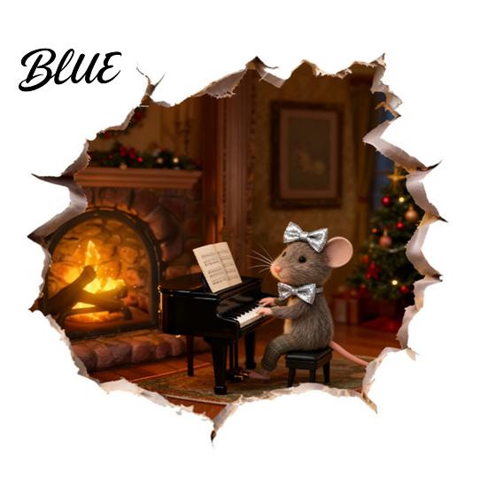 Creative Holiday Room Decorations Christmas Mouse Wall Sticker 3D Realistic Cute Illustrations Decal Home Decor Gifts Waterproof PVC Decorative for