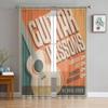 Vintage Poster Design For Guitar Lessons Sheer Curtains for Living Room Tulle Window Curtain Bedroom Kitchen Veil Drapes