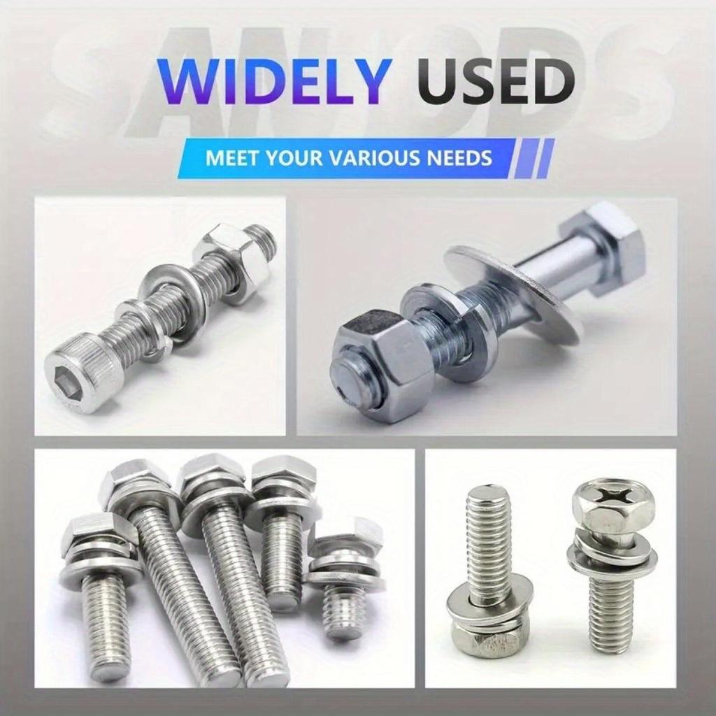 900-Piece 304 Stainless Steel Flat Washer Set M2-M12