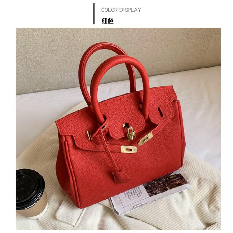 Textured Lychee Pattern Platinum Bag Women's Summer New Handheld Women's Bag Large Capacity Shoulder Messenger Bag