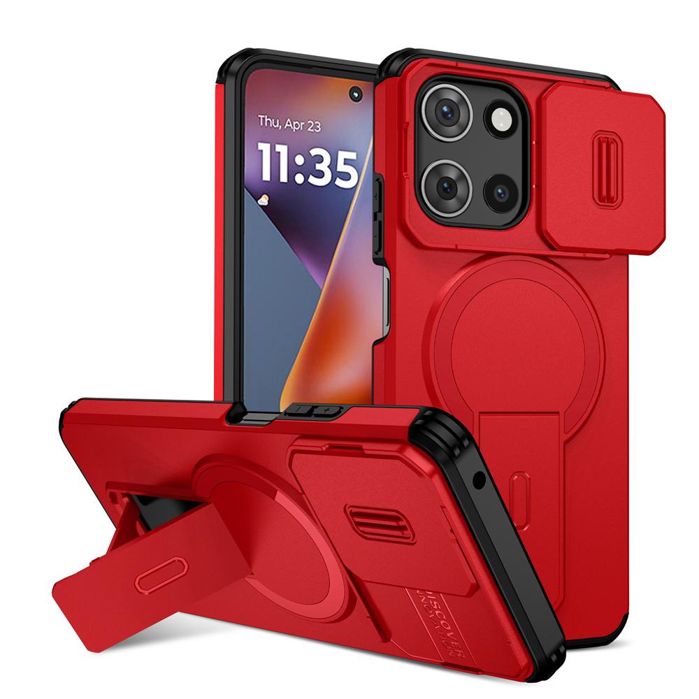 KEYSION Shockproof Armor Magnetic Case for Motorola MOTO G 5G 2025 Slide Camera Protection Kickstand Phone Cover for Edge 2025
