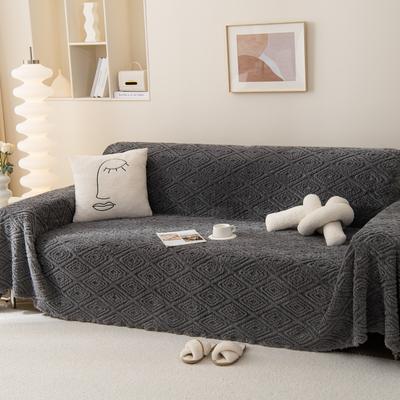 Flannel Four Seasons Universal Wood Sofa Towel Seat Cushions Leather Plush Sofa Cushion with Backrest Winter Full Cover Non-Slip