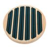 Wood 6 Slots Round Shape Ring Earring Storage Tray Green Flannel Display Jewelry Holder