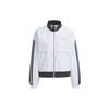 Striped Colorblock Logo Print Zip-Up Long Sleeve Jacket Daily Sports Casual Outerwear Women White H09760