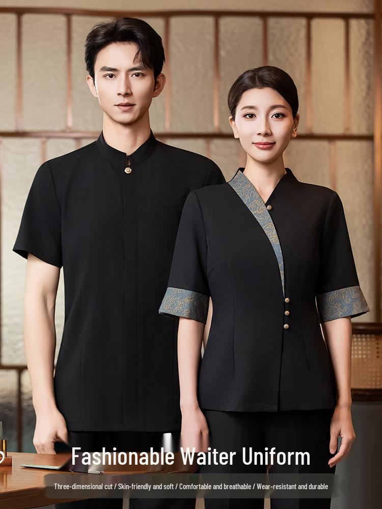 Damen-Kurzarm-Kellneruniform für chinesisches Restaurant und Teehaus