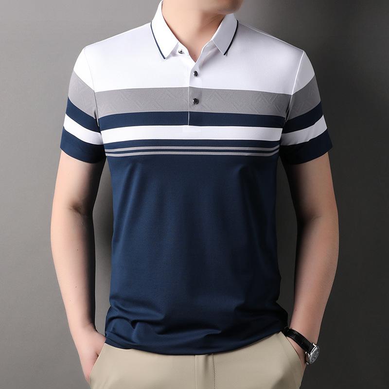 

Medium Polo Shirt Business Casual Mulberry Silk Men S Short Sleeve T-Shirt Lapel 4XL