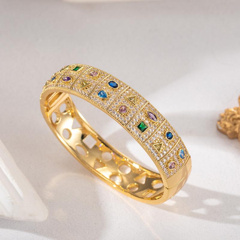 Cross-border European and American zircon bracelet colorful design zirconium inlaid light luxury bracelet colorful bracelet золотой