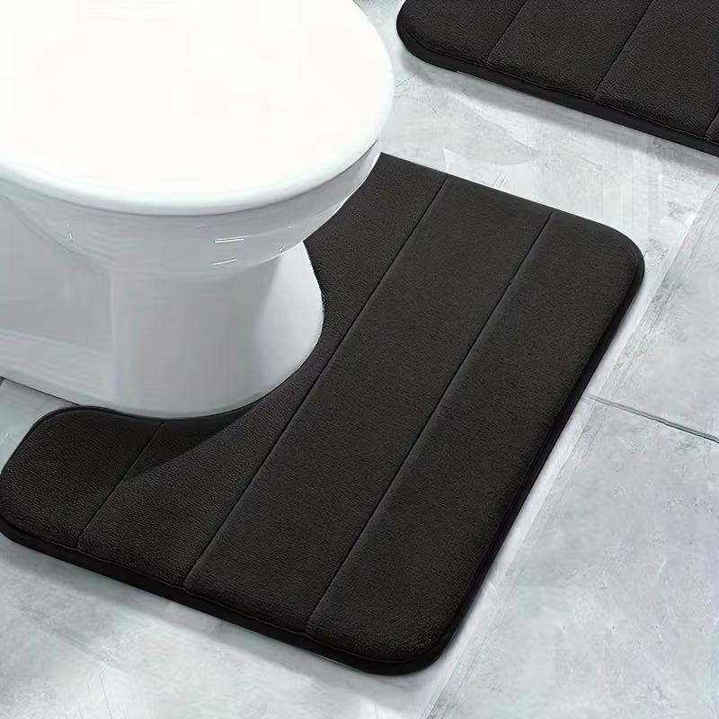 Memory Foam Toilet Rug U-Shaped Ultra Soft Absorbent Bathroom Rugs Non-Slip Toilet Bath Mat Contour Bath Rugs for Toilet