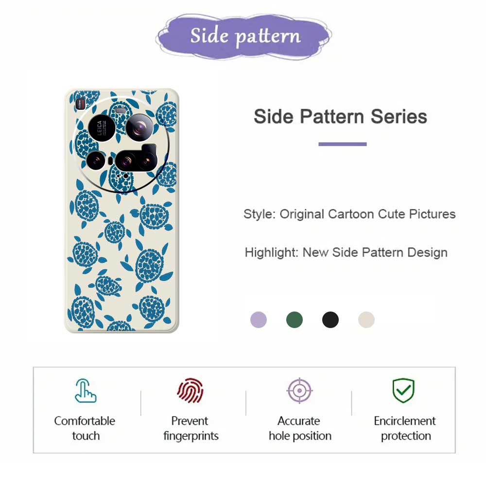 Für Xiaomi 15 Ultra Hülle Blaues Schildkrötenmuster Druck Gerade Kante TPU Handy-Rückseite