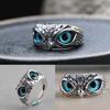 Adjustable Owl Ring with Big Eyes Ultralight Simple Style Finger Band Women Men Engagement Wedding Ring Jewelry Gift