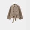 Vintage karierter kurzer Trenchcoat mit Gürtel in der Taille Zweireihige Jacke Damen