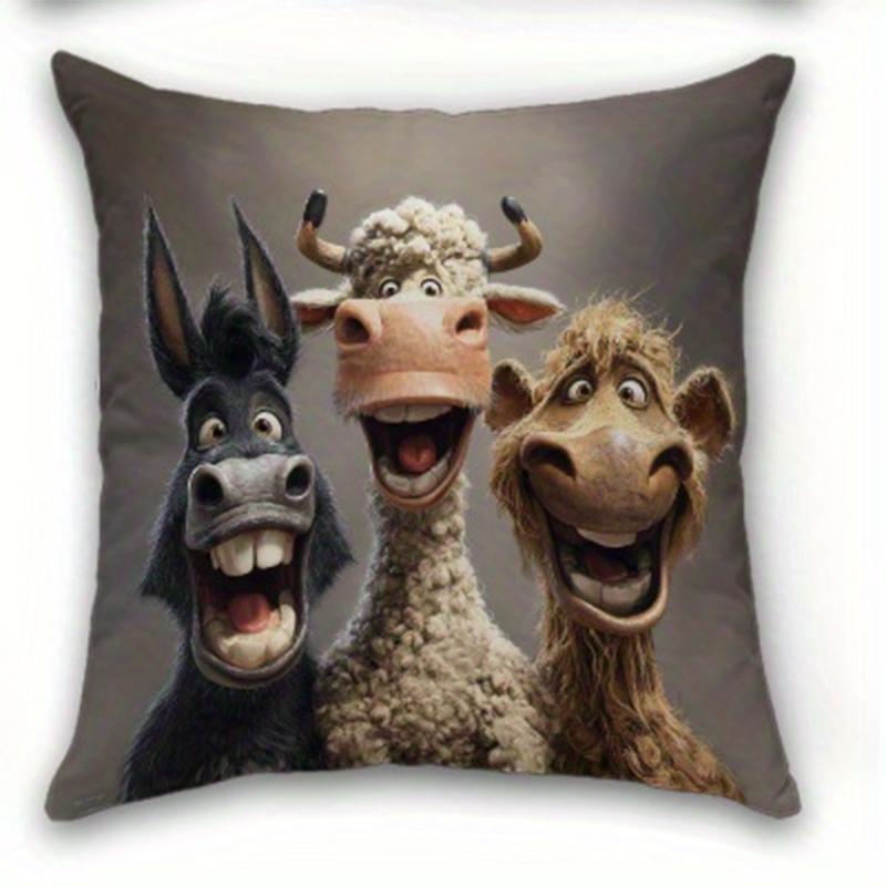 2D плоская печать Забавные фермерские животные 2D плоская печать Наволочки для подушек Полиэстеровая наволочка диванная декоративная наволочка 45x45cm