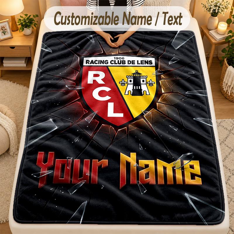 Flannel Blanketracing club de lens Custom Name Text Personalized Soft Warm Throw Blanket Home Decor Gift