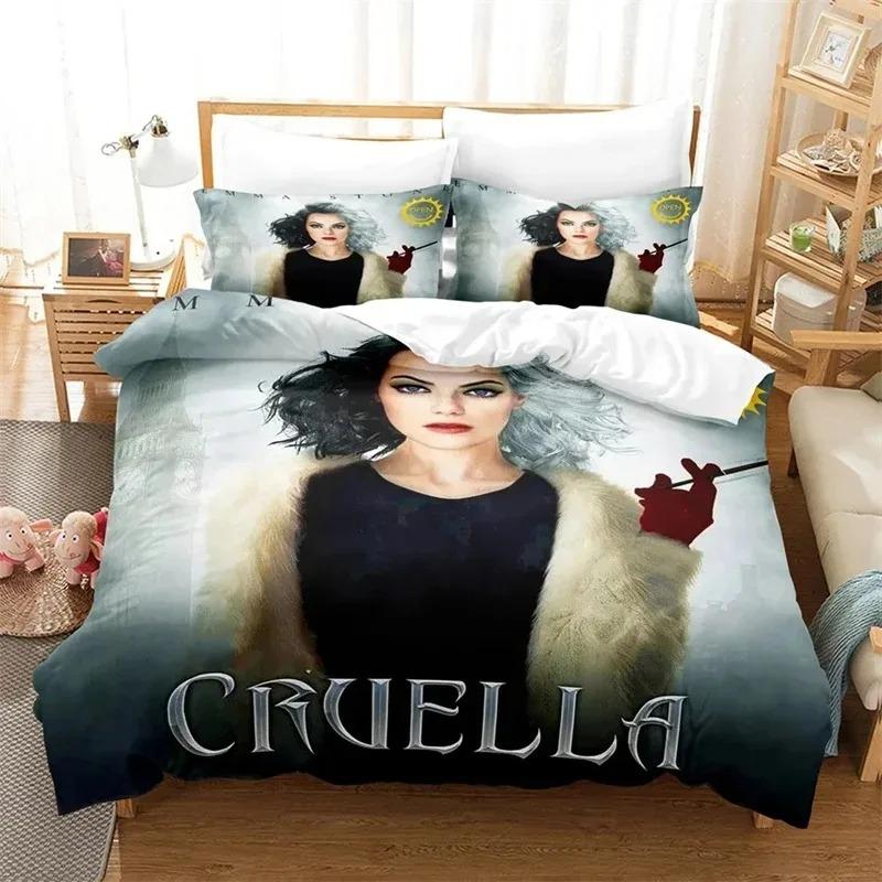 Cruella De Vil Bedding Set,Duvet Cover Comforter Bed Set Quilt Cover Pillowcase,King Queen Twin Size Boys Girls Adultse