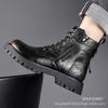 Men's High-Top Martin Boots with Thick Soles - Winter Warm, Plus Velvet, Cotton, British Style Work Boots.