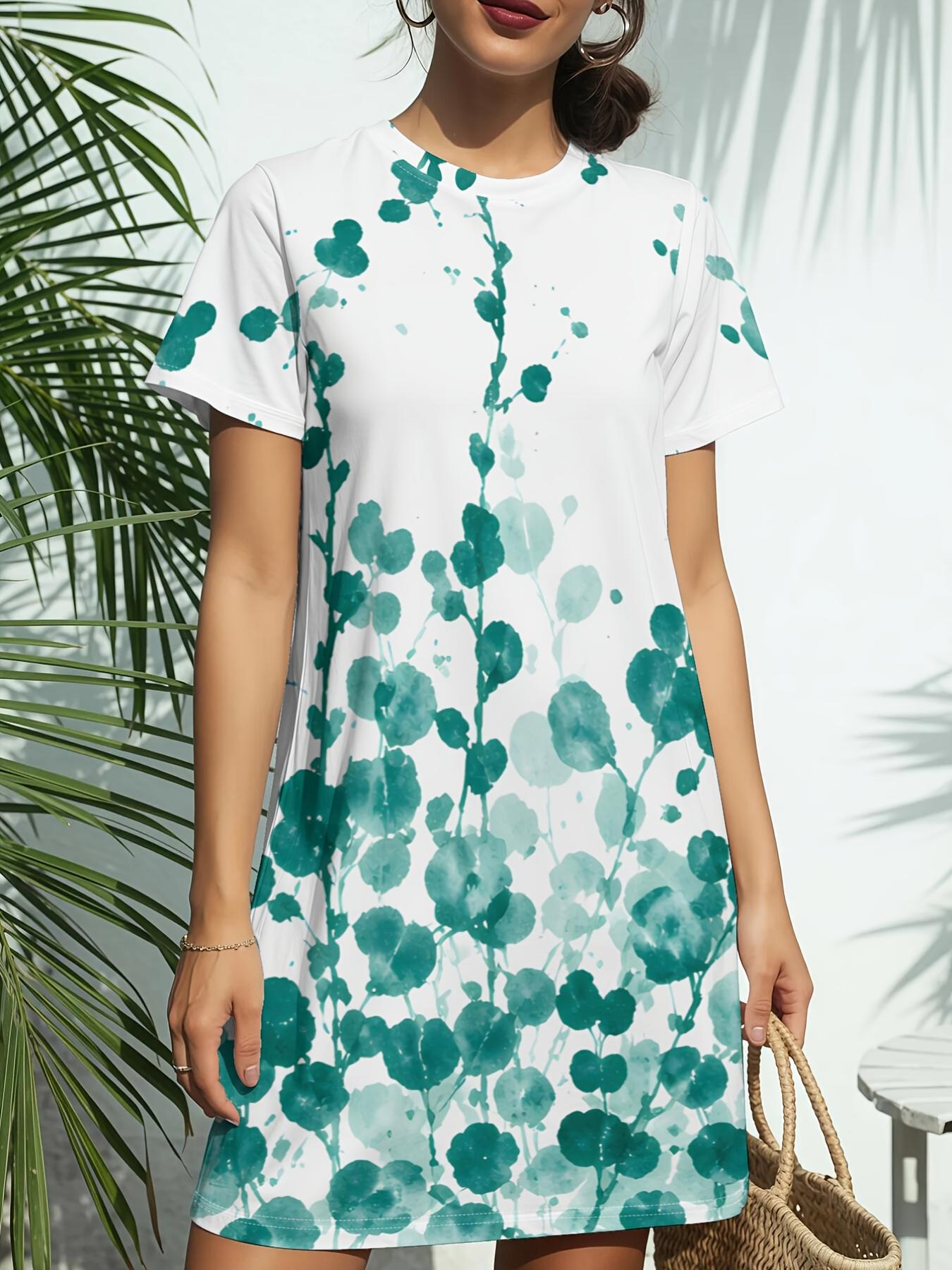 

Women s Green Floral Ditsy Print T-Shirt Dress - Short Sleeve Round Neck Casual Midi Dress Suitable for Daily Wear. Dating ; Birthday Gifts. Spring Su 4XL дубильна кора