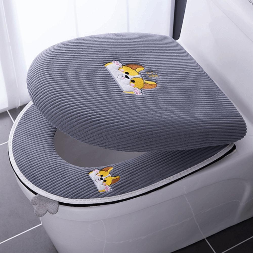 

2PCS/Set Warm Toilet Seat Cover Plush Toilet Seat Mat Dustproof Closestool Cover Winter Style 5