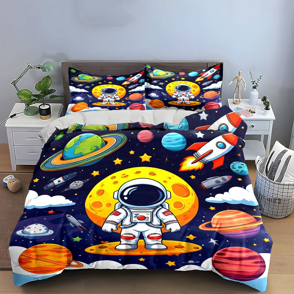 Space Adventure Outfit For Kids Kid'S And Adults' Bedroom Decor, Exquisite Three-Piece Bedding Set Gift