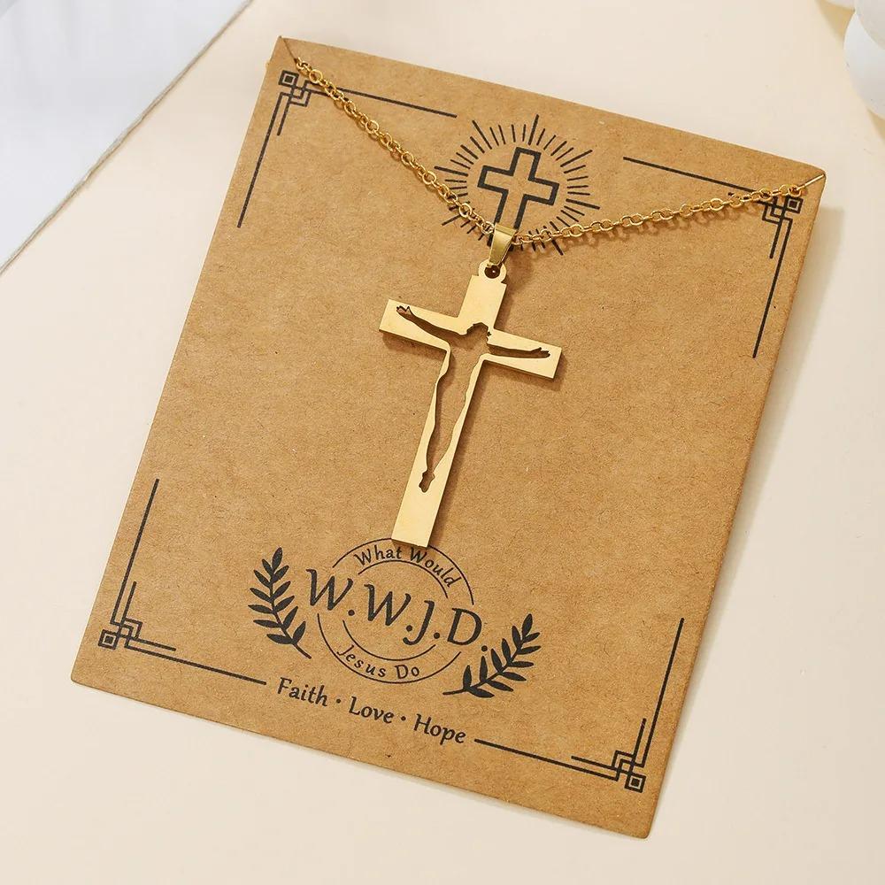 Stainless Steel Christian Tree Cross Necklace for Women Men Pendant Necklaces Retro Religion Jewelry Gift New Design Bijoux
