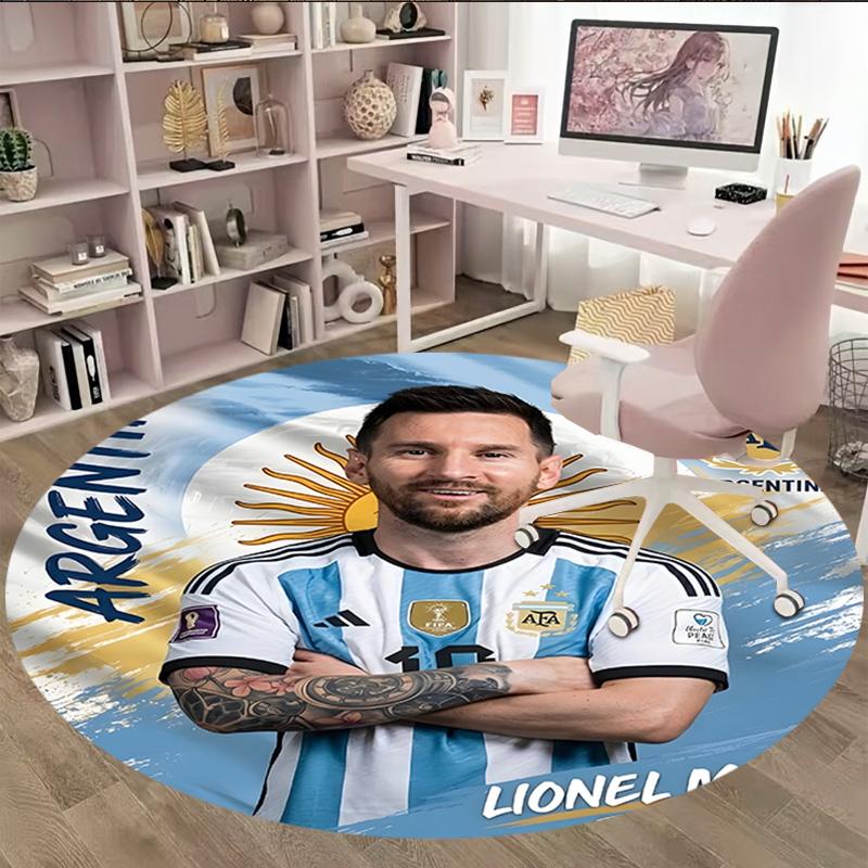 1pc M-Messi1 Carpet, Round Rug, Comfortable, Suitable for Entryways, Living Rooms, Office, And Bedrooms, Christmas Decoration