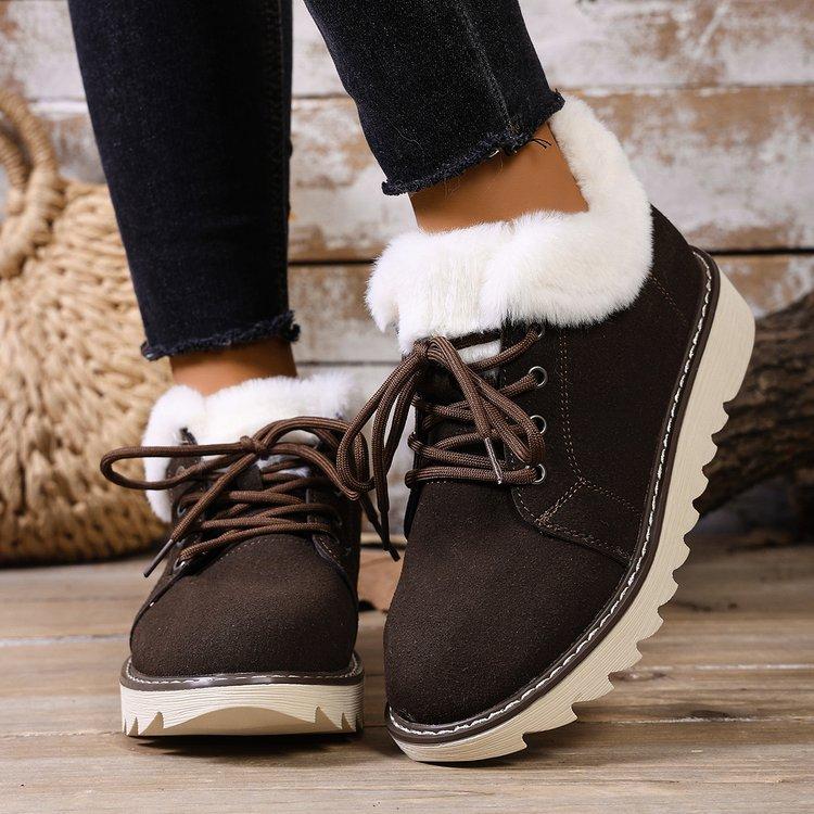 Women's Fashion Soft-Sole Winter Warm Fleece-Lined Snow Boots with Fleece Lining Short Boots, Slip-Resistant Casual Athletic Cotton Boots