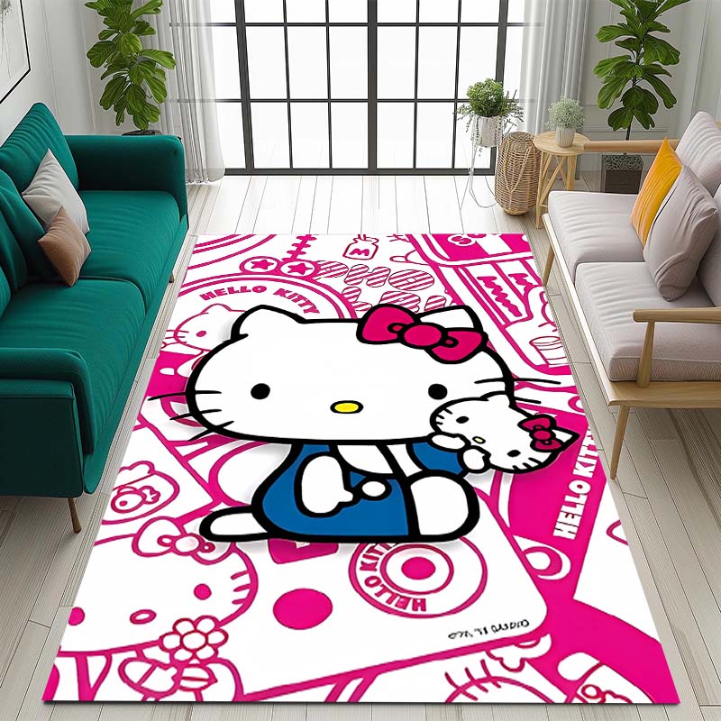 3D cute Hello Kitty cartoon rug, suitable for bedrooms, living rooms, sofas, home doormats, large size children's play mat, Q-01