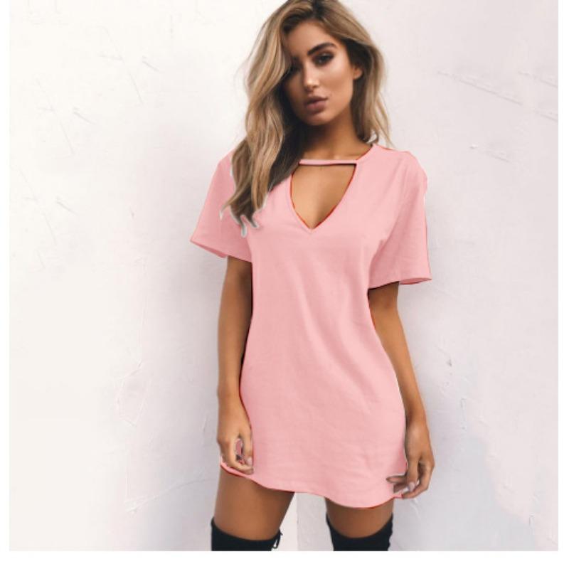 

Летние новинки женской одежды, платье с V-образным вырезом, халтер, с коротким рукавом, ажурное, женственное, для делового стиля T801 XXL розовый