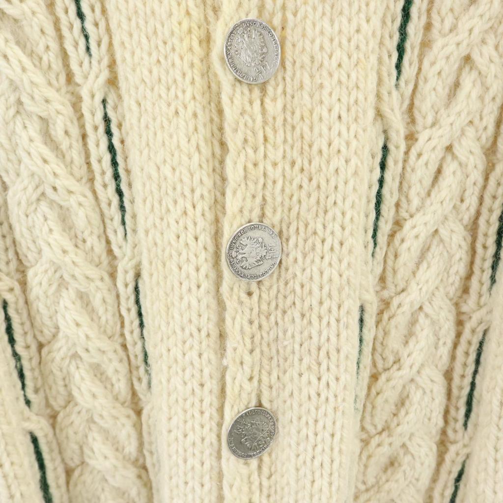 OLD 80s 90s Long Sleeve Cable Knit Cardigan Ivory System Men's Used