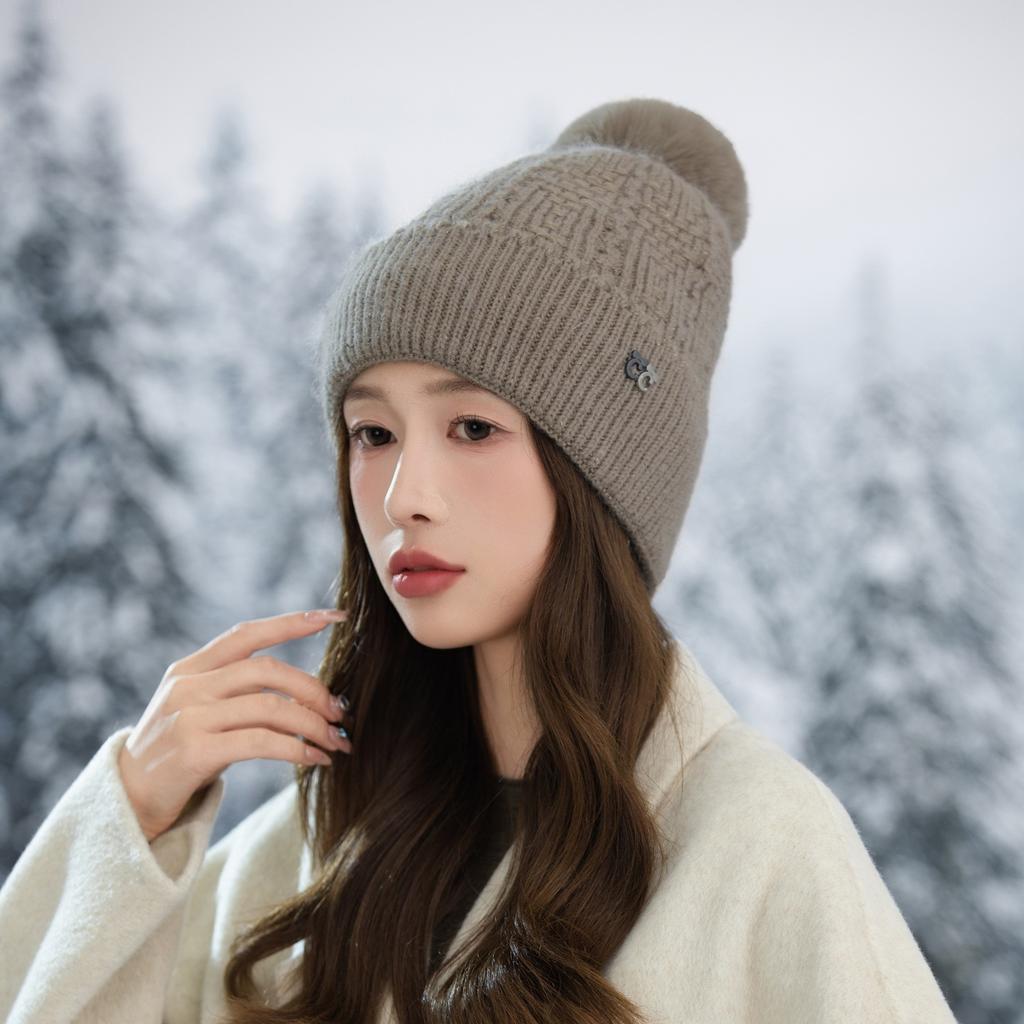 Hat Women's Winter Cycling Fleece Thickened Warm Wool Hat Ear Protector Knitted Hat