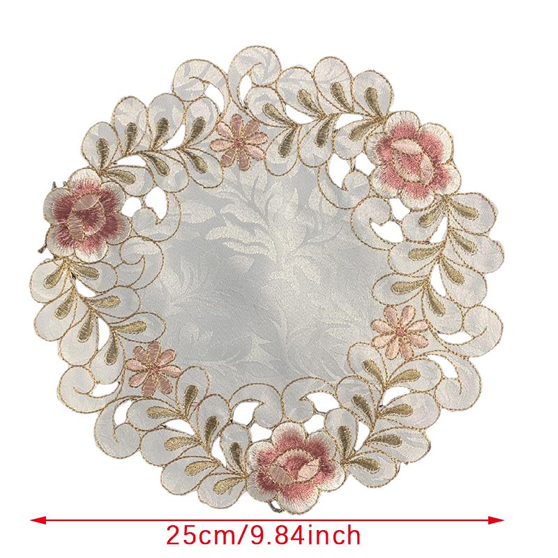 

Подставка под стакан с вышитым цветком розы, круглая подставка под стакан для чашки, подставка под стакан, поделки своими руками 25cm
