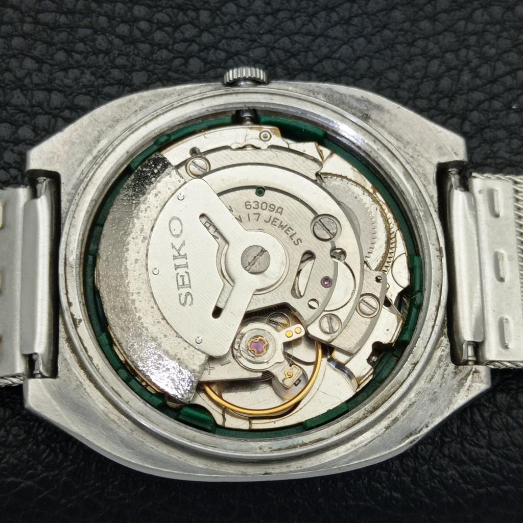 VINTAGE SEIKO 5 AUTOMATIC 6309A JAPAN MENS BLACK COLOR DIAL WATCH A701439-5