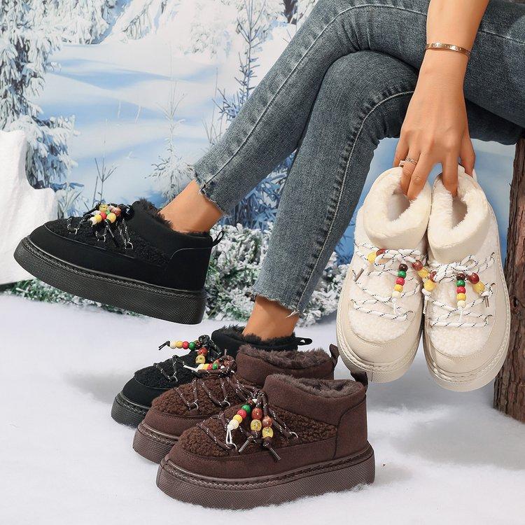 Large size thick-soled snow boots for women's autumn and winter new velvet thickened warm cotton shoes for women