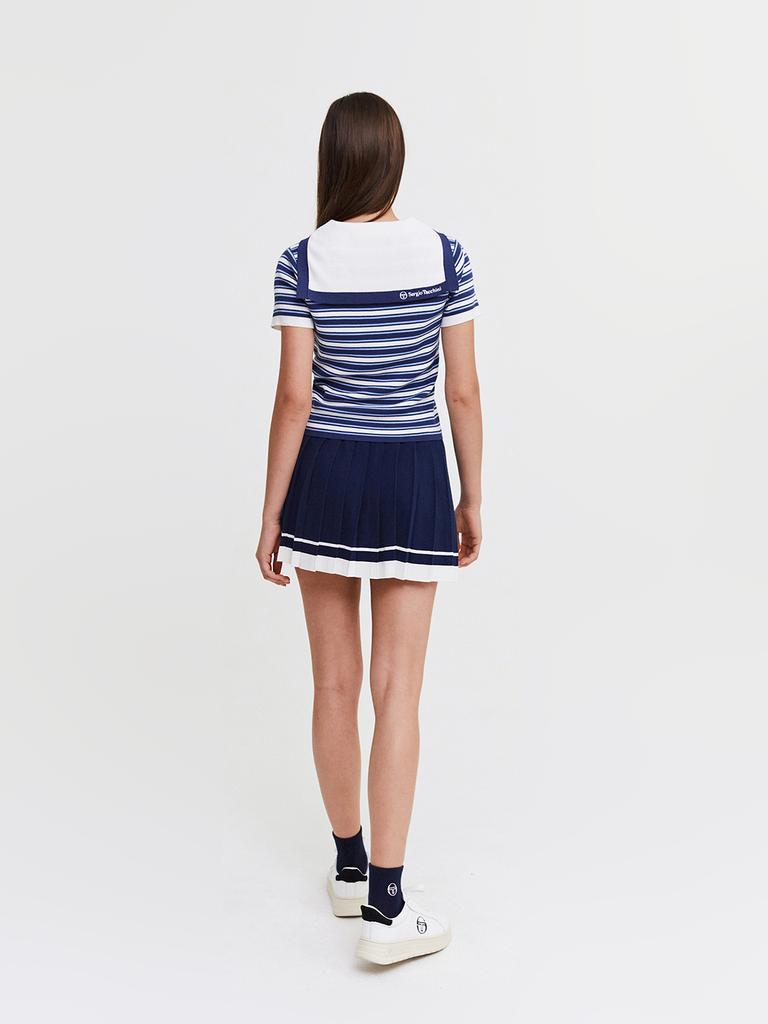 SERGIO TACCHINI W Sabatini Striped Sailor Collar Short Sleeve Sweater