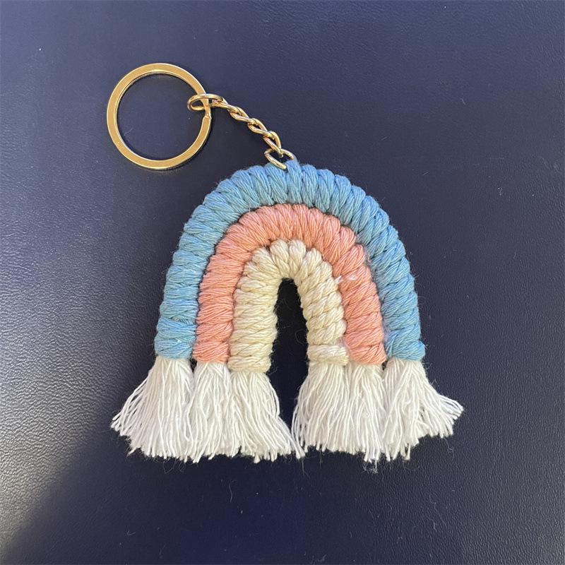 Handmade Knitted Rainbow Keychain Pendant Accessory