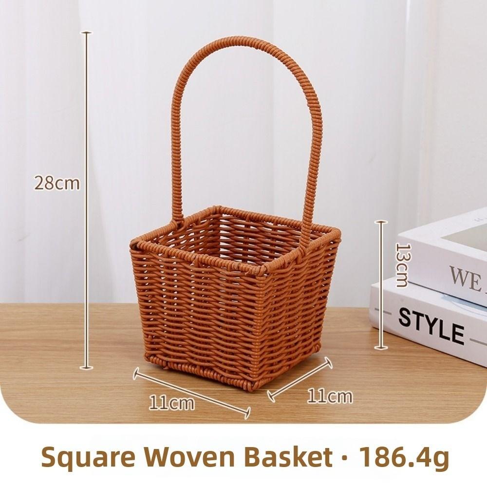 with Handle Imitation Rattan Storage Baskets Household Handwoven Home Decoration Braid Basket 8 Styles