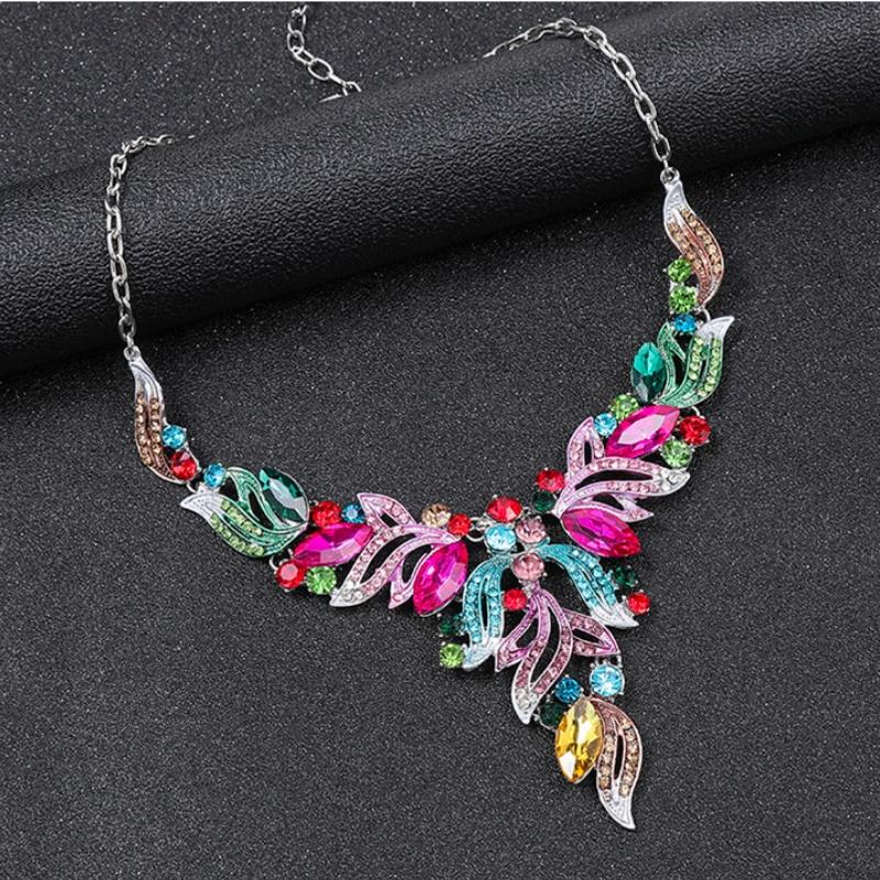 Ensemble Collier Boucles d'oreilles Strass Cristal Mariage Fête Costume Bijoux Accessoires