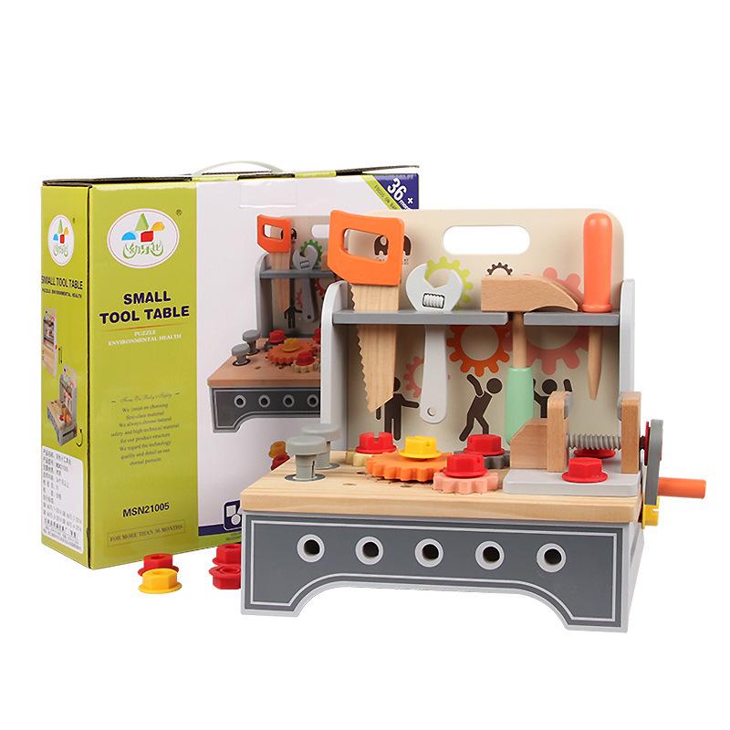 Children's Wooden Tool Box: Educational Workbench Toy for Boys with Simulation Repair, Screw, Nut Disassembly & Assembly Activity.