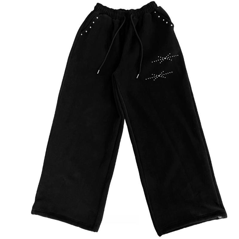 Retro Street Nieten Elastischer Bund Weiter Bein Herren und Damen Locker Schlank Lässige Hosen